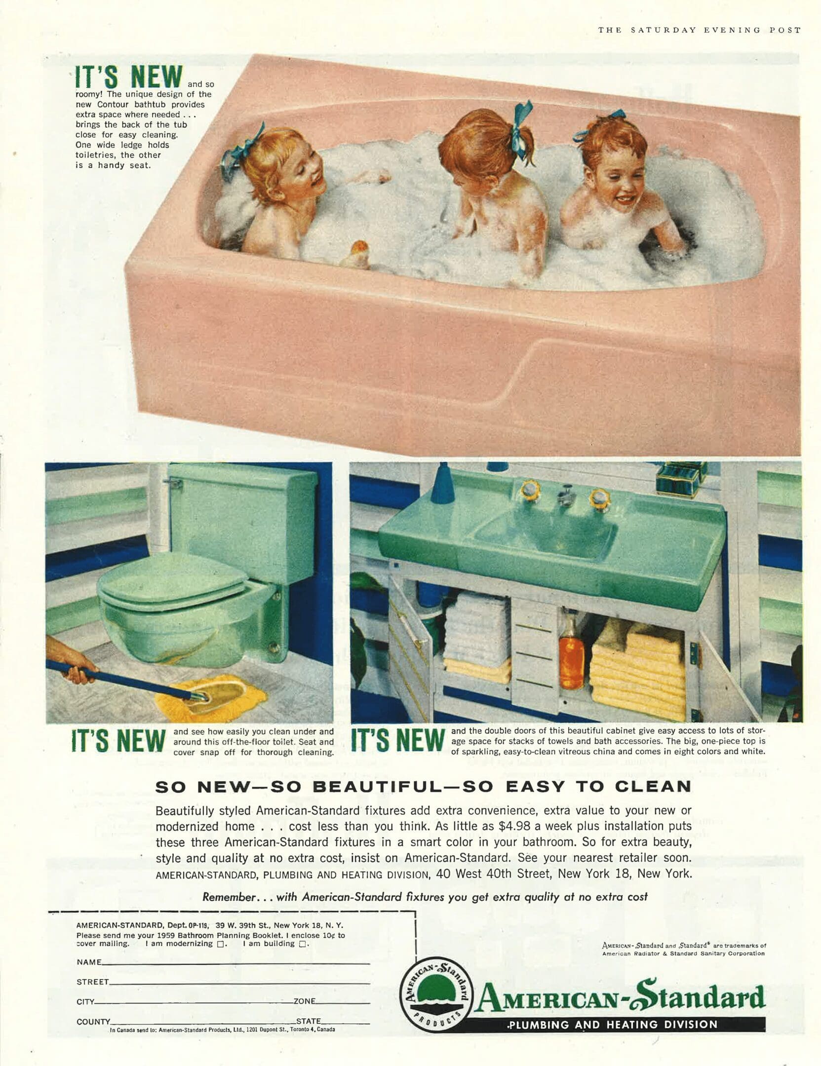 A vintage advertisement for the baby bath tub.